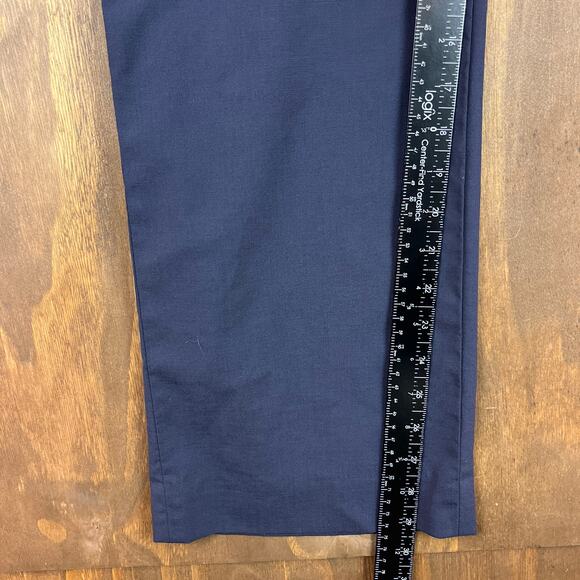 Zac Posen Womens Pants Blue Z Spoke Straight Leg Pleated Designer Career 12 - Picture 6 of 11